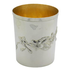 Vintage Italian Handmade Genuine Silver Gilded Beaker Florentine Elegant Cup, Made in Tuscany (Florence, Firenze, Italy)