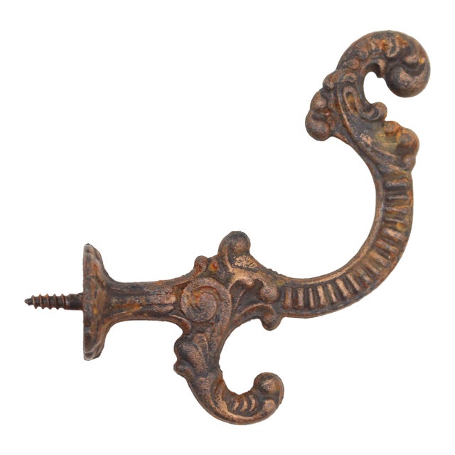 Antique Art Nouveau Cast Iron Wall Hook For Sale