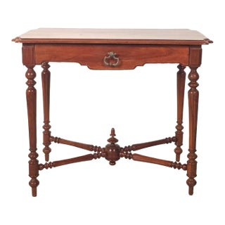 French Walnut Belle Époque One-Drawer Small Table, Circa 1900 For Sale