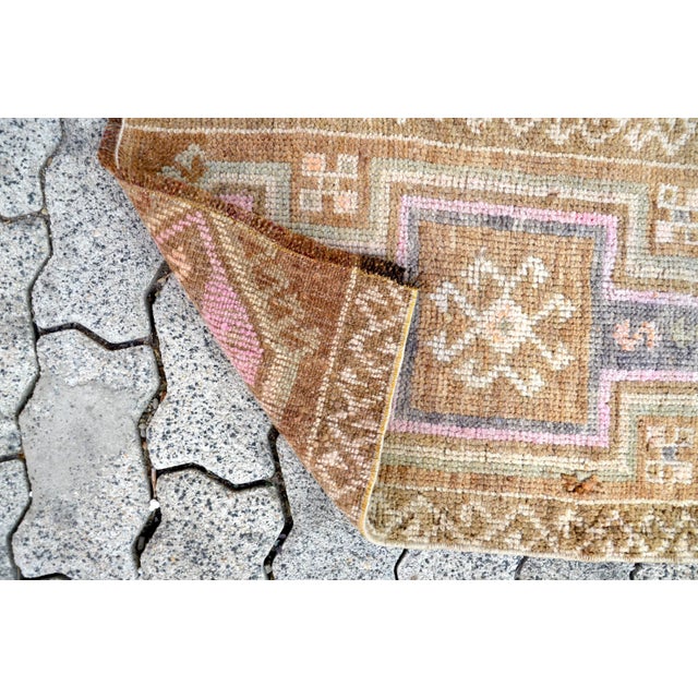 1960s 1960s Boho Decor Hand Made Distressed Rug For Sale - Image 5 of 6