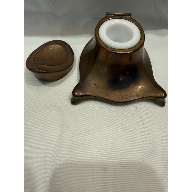 Art Nouveau Antique Brass Jenning Brothers Art Nouveau Styled Inkwell For Sale - Image 3 of 5
