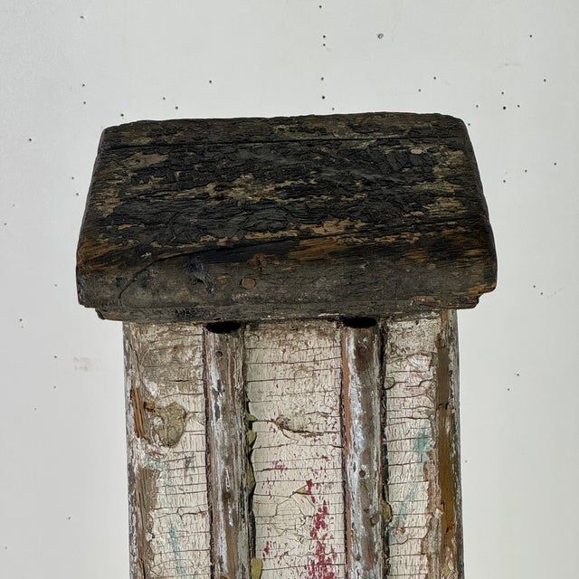 Early 20th Century Early 20th Century Architectural Salvage Column Like Wood Hitching Post Pedestal, Naturally Distressed For Sale - Image 5 of 15