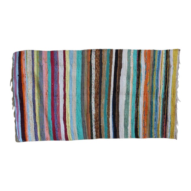 Colorful Striped Sari Rug For Sale