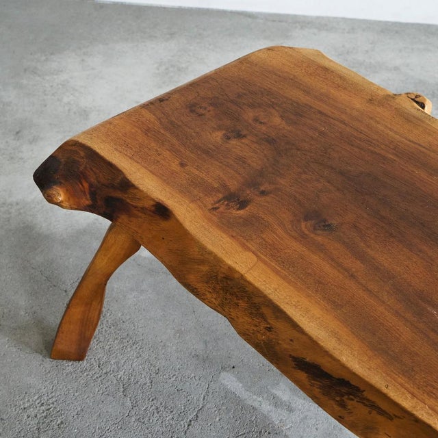 Mid-Century Live Edge Coffee or Side Table in Walnut, 1950s For Sale - Image 3 of 11