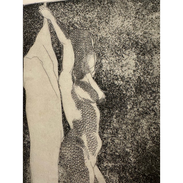 Mid 20th Century Abstract Figural Mezzotint Etching For Sale - Image 4 of 9