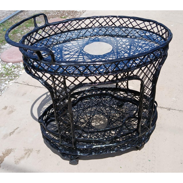 1960s Russell Woodard Mid Century Spun Fiberglass Rolling Bar Cart or Tea Cart For Sale - Image 10 of 13