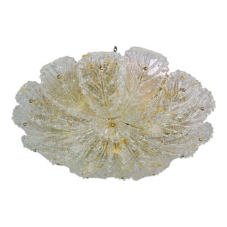 Large Size Italian Murano Glass Yellow and Transparent Ceiling Light For Sale