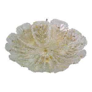 Large Size Italian Murano Glass Yellow and Transparent Ceiling Light
