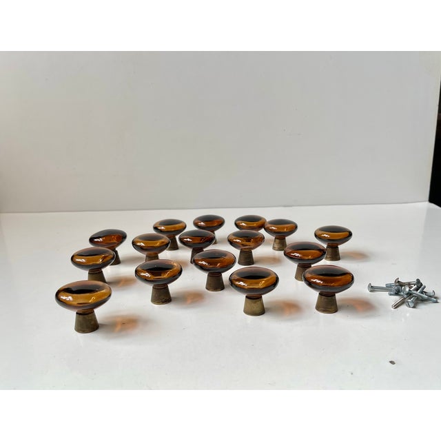 Vintage Swedish Amber Glass Cabinet Knobs, 1960s, Set of 16 For Sale - Image 9 of 9