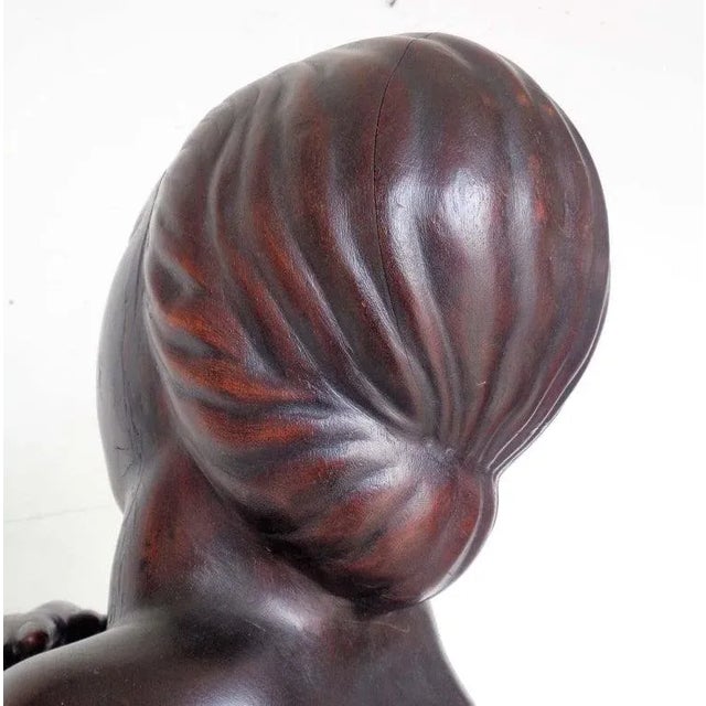Early 20th Century French Art Deco Walnut Sculpture of a Nude Woman, Circa 1920 For Sale - Image 5 of 11
