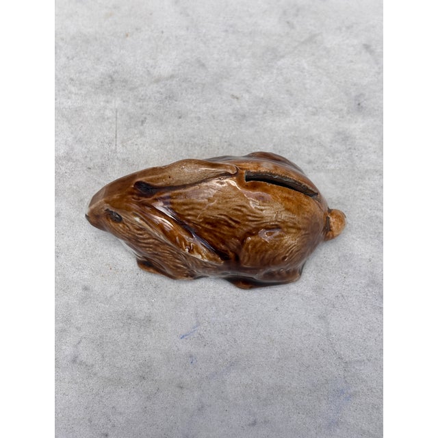 French Country French Majolica Rabbit Money Bank Circa 1900 For Sale - Image 3 of 7