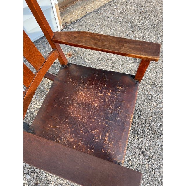 1920s Gustav Stickley Model 365 Oak Rocking Chair For Sale In New York - Image 6 of 7