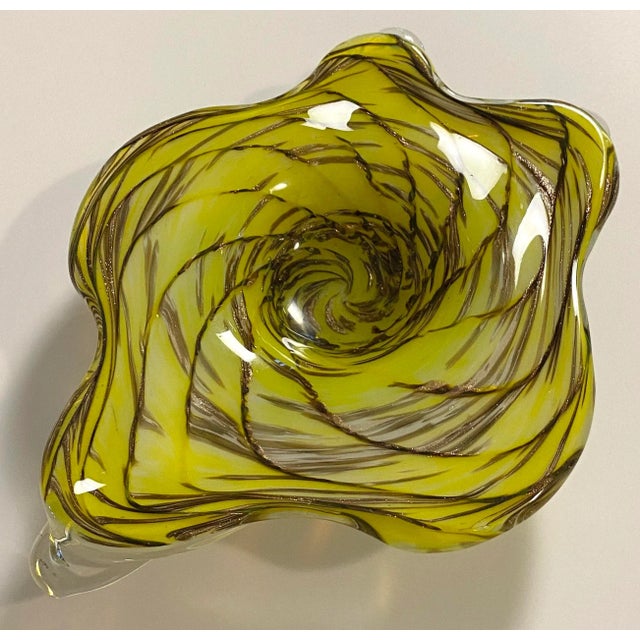 A beautiful Murano art glass vide poche, bowl, key holder. Stunning colors, yellow and clear art glass makes this blown...