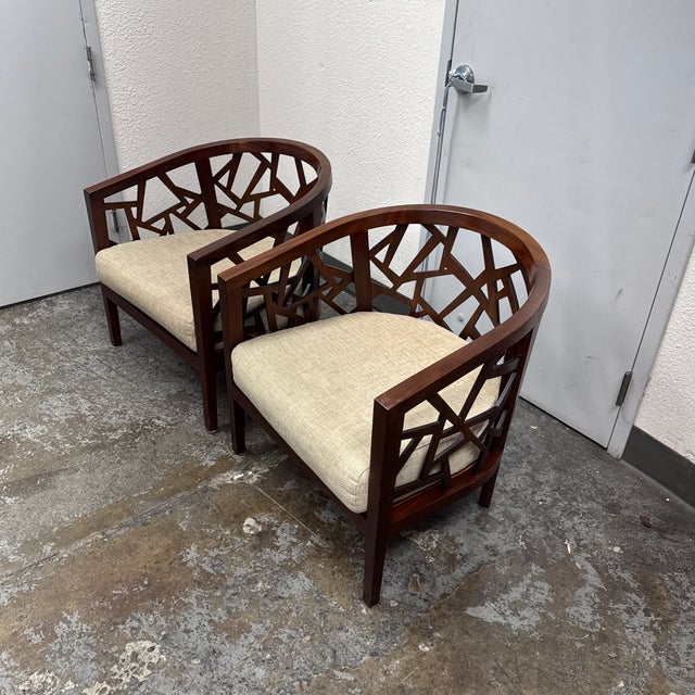 Crate & Barrel Ankara Lounge Chairs, Pair For Sale - Image 10 of 12