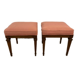 Vintage French Ottomans, a Pair For Sale
