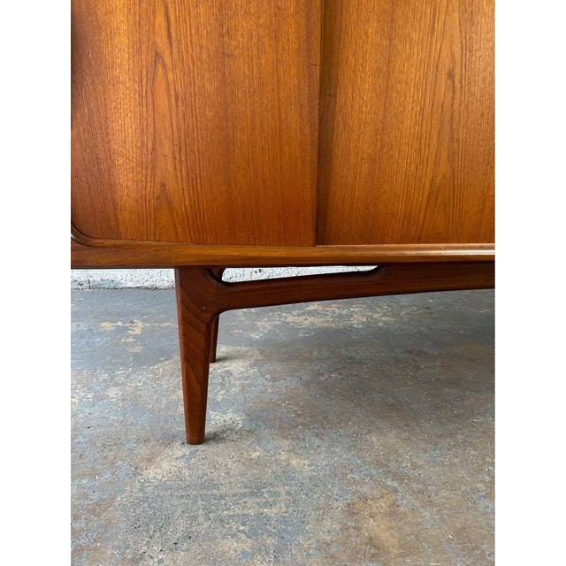 1960s Danish Teak Mid Century Modern Sideboard by Aerthoj Jensen & Tage Molholm C. 1960s 4 Sliding Doors, Atrributed For Sale - Image 5 of 10