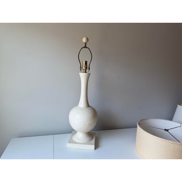 1960s 1960s Italian Pottery Floral Embossed Lamp For Sale - Image 5 of 11