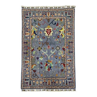 Slate Gray Persian Style Floral Rug, 3'3" X 5' For Sale
