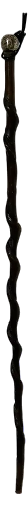 Arts & Crafts Twisted Walking Cane with Beaten Brass, 1880