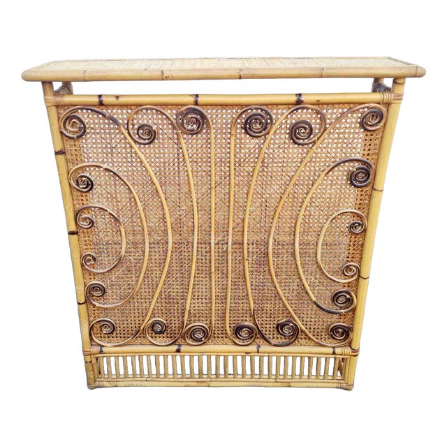 Large Italian Modern Bamboo and Rattan Radiator Cover by Franco Albini, 1960s For Sale
