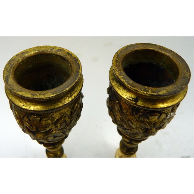 Antique French Green Man Bronze Chandelier Lamp Finials - a Pair For Sale - Image 4 of 9