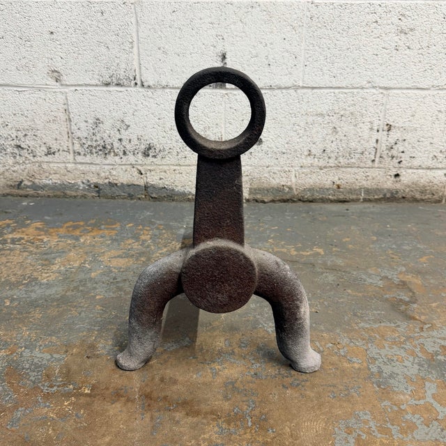 Antique American or French Arts & Crafts Period Cast Iron Andirons or Chenets, a Pair - Together With Fire Grate For Sale - Image 4 of 8