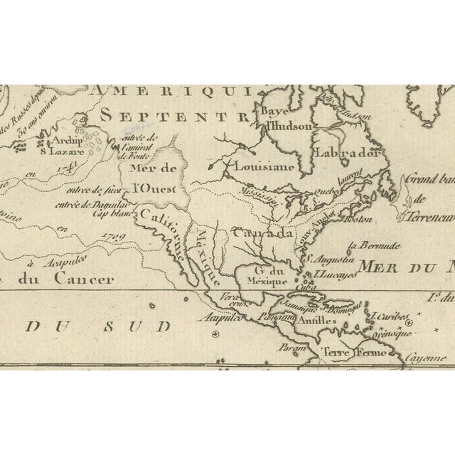 General World Planisphere for Navigation and Trade by Bonne, 1780 For Sale - Image 6 of 10