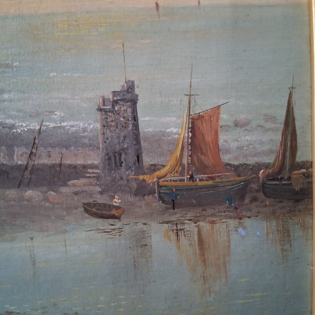 Green Harbor at Countisbury Hill Lynmouth Devon Oil on Canvas by Richard Allam 19thC For Sale - Image 8 of 10
