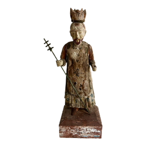 19th Century Italian Wooden Polychrome Santo