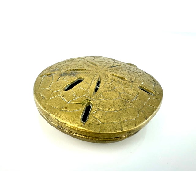 Gold Vintage Mid Century Brass Sand Dollar Trinket Dish For Sale - Image 8 of 9
