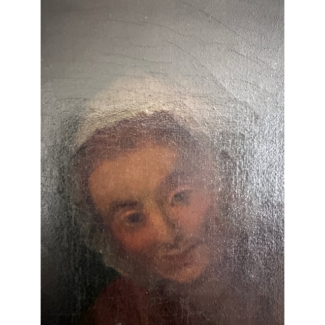 Large Antique European Oil Painting 19th Century Interior Genre Scene Children For Sale - Image 9 of 18