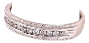 14 Karat White Gold Band Ring Wedding Band With .25 Total Diamond Weight