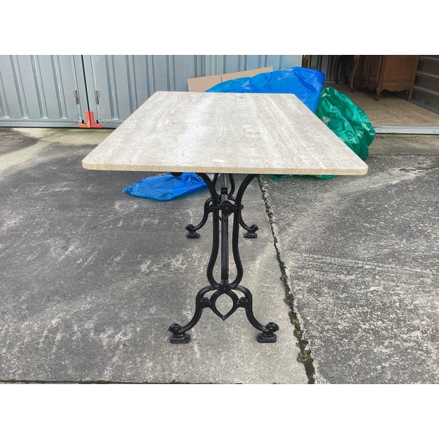 French French Natural Stone & Iron Bistro Table For Sale - Image 3 of 9
