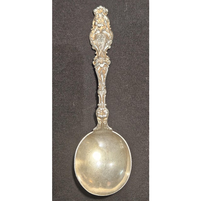 1990s Whiting & Co” Lily” Pattern Sterling Silver “Chocolate” or “Bullion” Spoon For Sale - Image 9 of 9