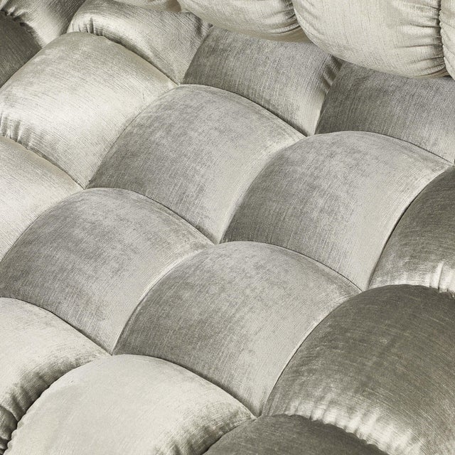 Mid-Century Harvey Probber 4-Piece Deep Tufted Modular Sofa in Platinum Velvet For Sale In New York - Image 6 of 17
