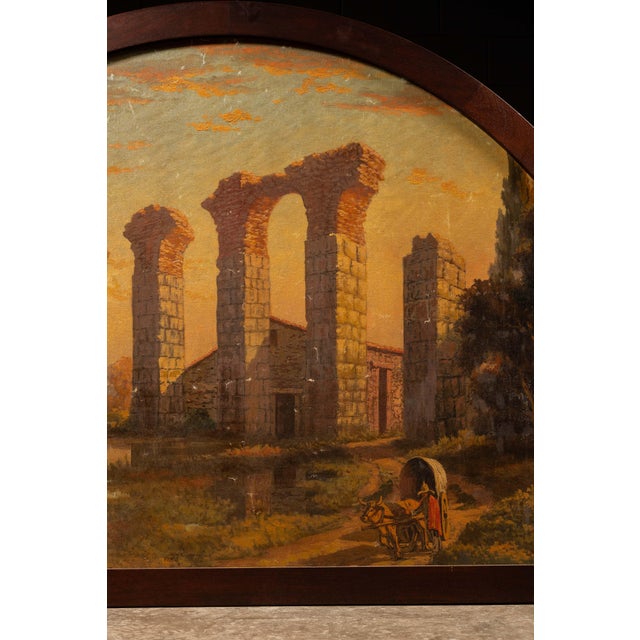 19th Century Roman Aqueduct at Sunset | Arched Landscape Print in Wooden Frame For Sale - Image 5 of 7