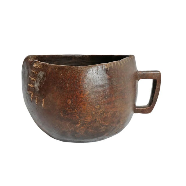 Vintage Village Rustic Tribal Wood Pitcher For Sale In Los Angeles - Image 6 of 6