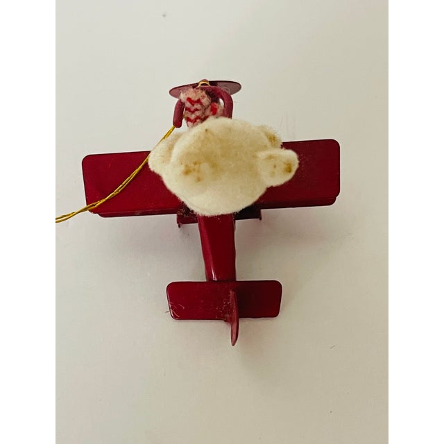 Vintage Miniature Teddy Bear Arroplane Christmas Ornament For Sale - Image 4 of 4