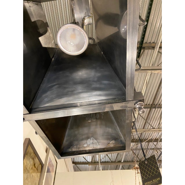 Myran Allan Luxury Lighting Modern Pewter Finished Bronze Billiard Light For Sale - Image 9 of 10