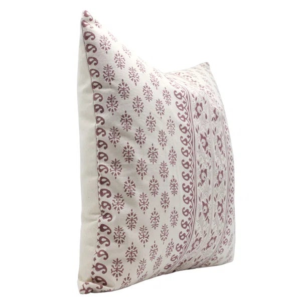 Farmhouse Fabdivine Decorative Block Print Cushion Cover 24x24 Inch- Floral Buta For Sale - Image 3 of 5