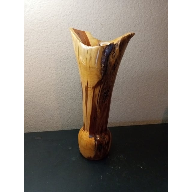 1980s Artist Signed Aspen Cove Studio Burl Aspen Wood Vase For Sale - Image 4 of 7