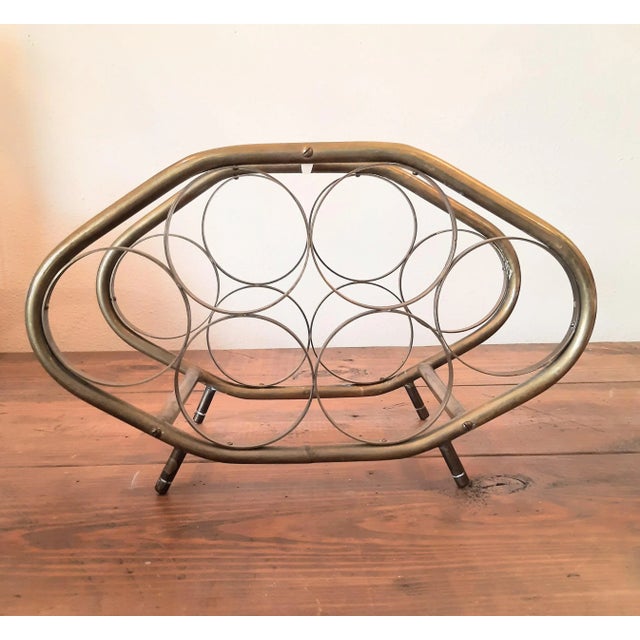 Mid-Century Modern Mid Century Brass Wine Bottle Holder Rack For Sale - Image 3 of 10
