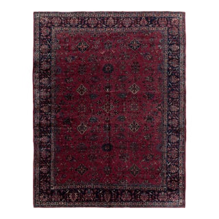 Antique Persian Sarouk Rug in Red, Blue, Beige/Brown Geometric Pattern For Sale