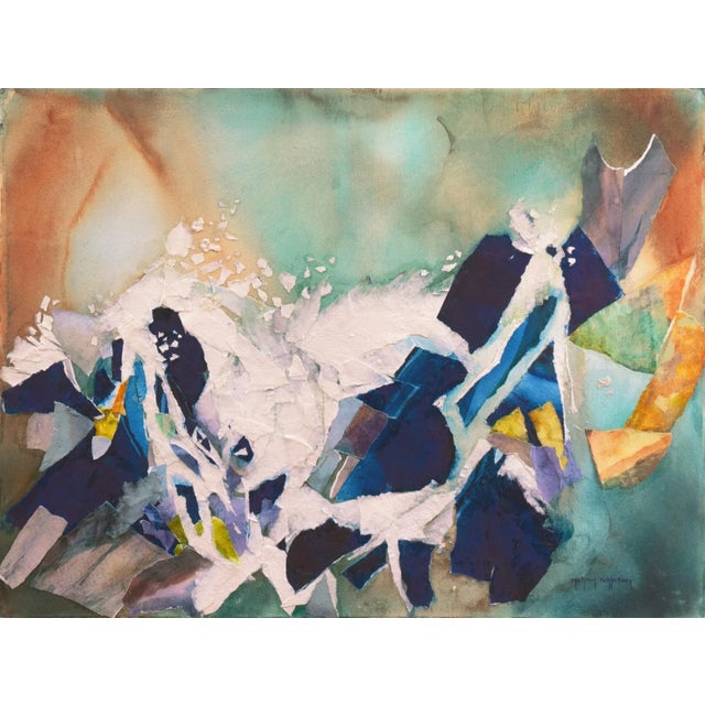 Navy Blue 'Breaking Waves' by Michael Schlicting, National Watercolor Society, American Watercolor Society For Sale - Image 8 of 8