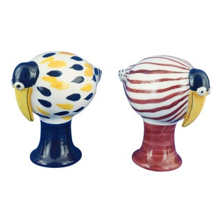 Art Deco Ceramic Pelicans or Toucans, 20th Century, Set of 2 For Sale