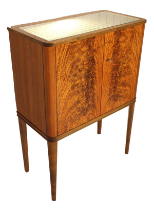 Swedish Pyramid Mahogany Bar Cabinet by Förenade Möbler Linköping, 1940s