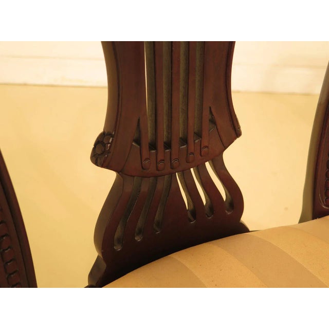 John Widdicomb Inlaid & Carved Regency Open Arm Chairs - a Pair For Sale - Image 9 of 11