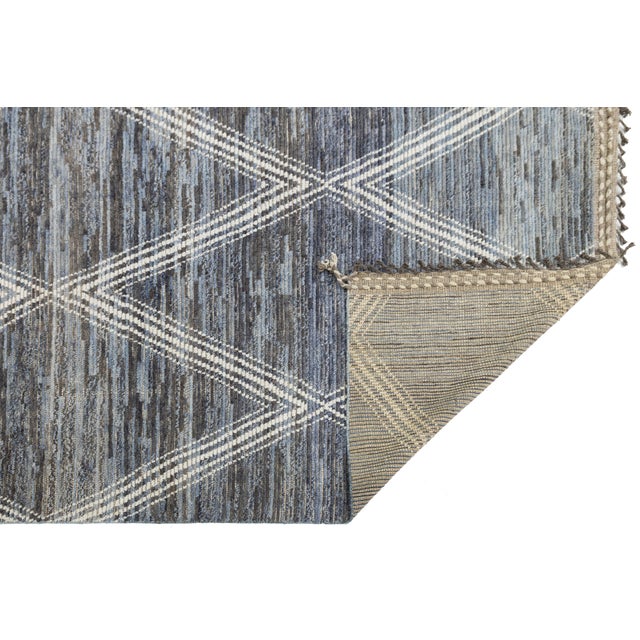 Moroccan Slate Blue Modern Moroccan-Inspired Wool Rug With Trellis/Diamond Pattern 8x10 For Sale - Image 3 of 11