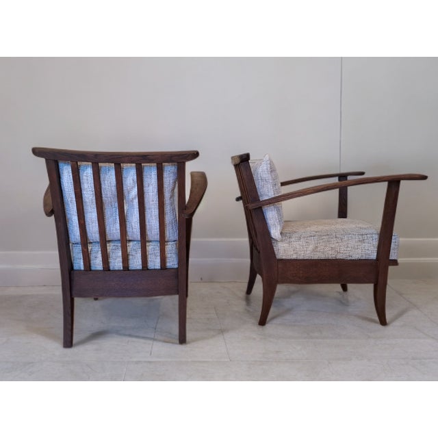 1950s Uluv Oak Armchairs, Czech Mid-Century 1950s from Uluv Krásná Jizba, Set of 2 For Sale - Image 5 of 14