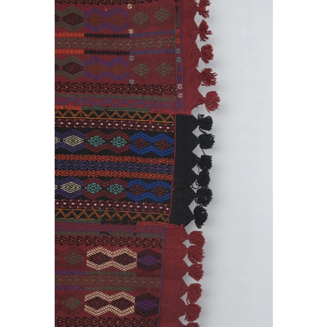 Oxblood Red Vintage Brown Turkish Jajim Kilim Runner Rug 4'1" X 17'3" For Sale - Image 8 of 13